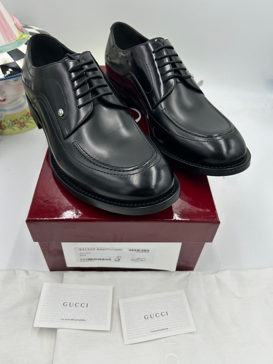 ***************Men’s Gucci Jasper Leather Derby Shoes.  Size 9.5/fits 10 US. main image 9
